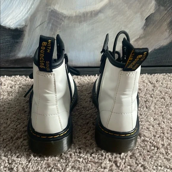 Kids Dr. Martens 1460 White Boots with Black Laces - Picture 5 of 6